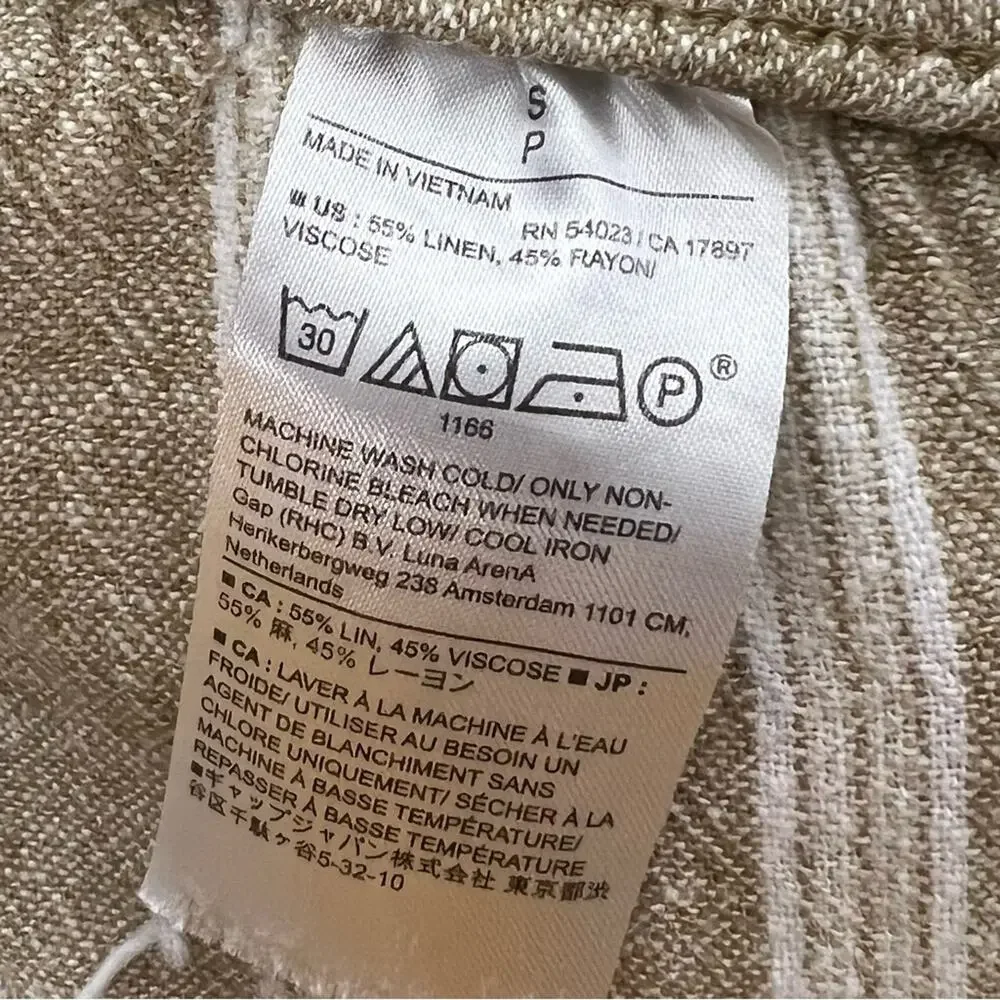 BANANA REPUBLIC / tan cream striped wide leg crop linen blend pants / S